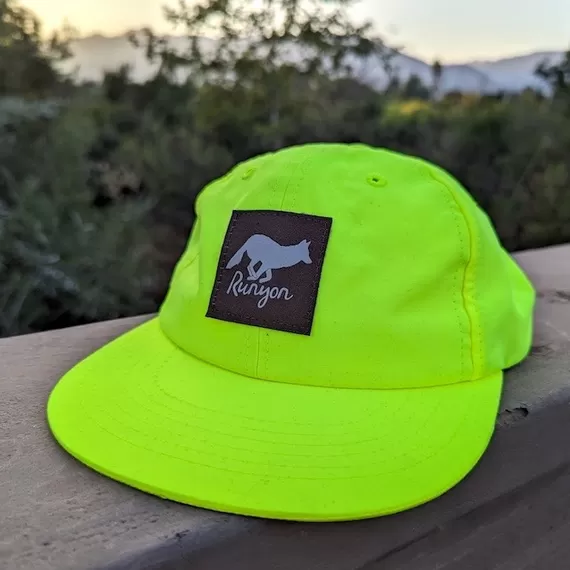 Runyon Neon Yellow Hi Visibility Fluorescent Green Reflective Performance Trail Cap American Made In USA Running Performance Running Hat Hiking Outdoors Fitness Headwear
