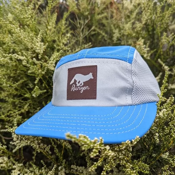 Runyon Sky Blue Topaz Rad Reflective Performance Camp Hat Made In USA - Trail Running Hiking CapRunyon Sky Blue Topaz Rad Reflective Performance Camp Hat Made In USA - Trail Running Hiking Cap