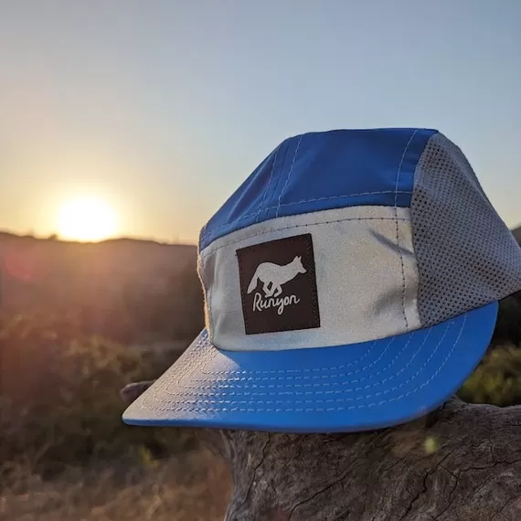 Runyon Sky Blue Topaz Rad Reflective Performance Camp Hat Made In USA - Trail Running Hiking Cap