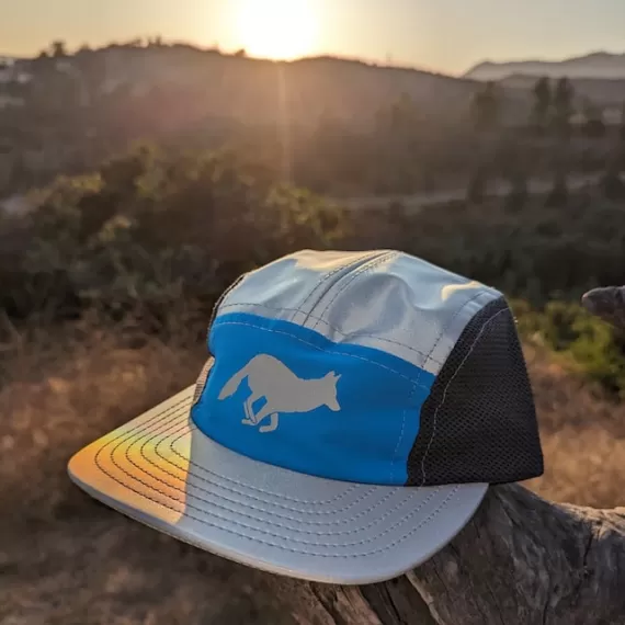 Runyon Turquoise Safety Blue Hi-Vis Reflective Camp Hat Trail Running Hiking Cap American Made In USA