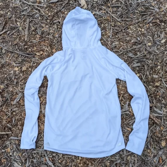 Runyon Men's White Sun Hoodie Shirt Long Sleeve Thumbholes Sun Protection Quick Dry American Made In USA