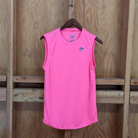 Runyon Women's Hot Pink Sleeveless Muscle Tee Performance Tank Top American Made In USA