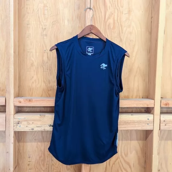 Runyon Women's Navy Blue Sleeveless Muscle Tee Performance Tank Top American Made In USA