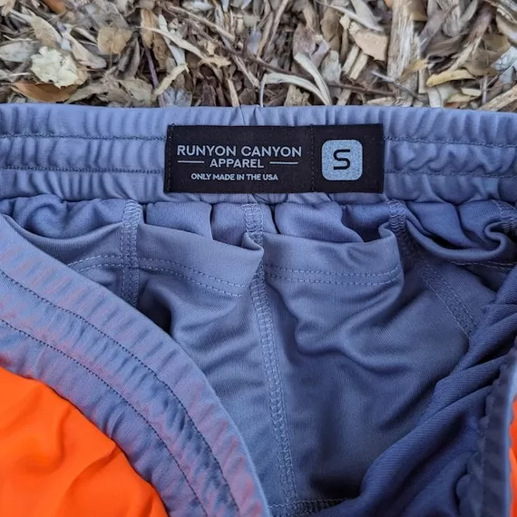 Runyon Hi-Vis Neon Safety Fluorescent Orange 4" Ranger Retro Running Short American Made In USA Track Workout Gym Yoga Fitness Short American Made In USA