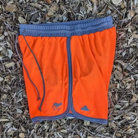 Runyon Hi-Vis Neon Safety Fluorescent Orange 4" Ranger Retro Running Short American Made In USA Track Workout Gym Yoga Fitness Short American Made In USA