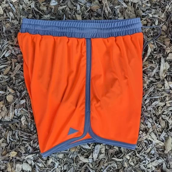 Runyon Hi-Vis Neon Safety Fluorescent Orange 4" Ranger Retro Running Short American Made In USA Track Workout Gym Yoga Fitness Short American Made In USA