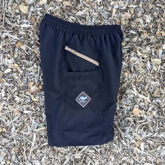 Runyon 9" TrailStash Gravel Cycling Short also great for Trail Running, Hiking, Fitness Outdoors Black American Made In USA