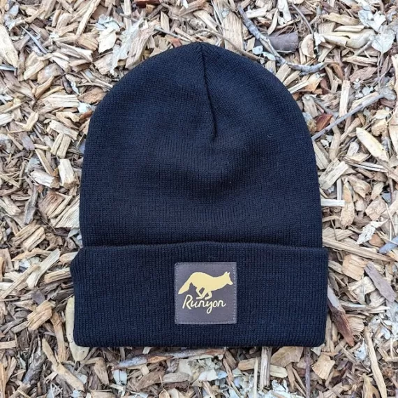 Runyon Canyon Apparel Black Woods Gold Reflective Classic Cuffed  Beanie Made In USA