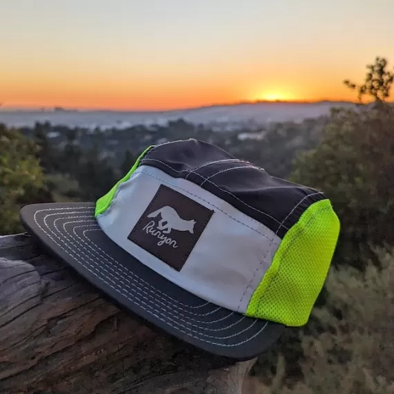 Runyon Black Neon Reflective Camp Hat American Made In USA Trail Running Hiking Workout Performance Cap