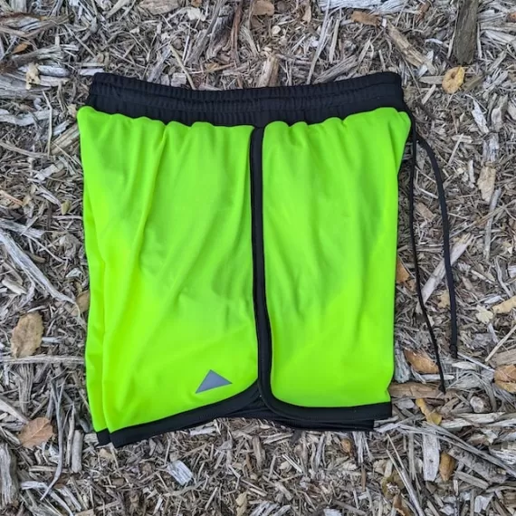 Runyon Fluorescent Safety Neon Yellow Green Running Short - Retro Ranger 4" Inch Workout Short American Made In USA