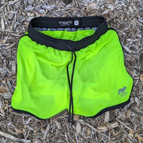 Runyon Fluorescent Safety Neon Yellow Green Running Short - Retro Ranger 4" Inch Workout Short American Made In USARunyon Fluorescent Safety Neon Yellow Green Running Short - Retro Ranger 4" Inch Workout Short American Made In USA