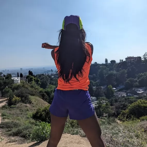 Runyon Women's Neon Orange Safety Fluorescent Orange Sleeveless Muscle Tee Performance Tank Top American Made In USA