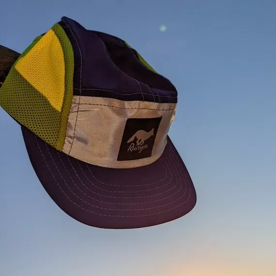 Runyon Purple Neon Reflective Camp Hat American Made In USA Trail Running Hiking Workout Performance Cap