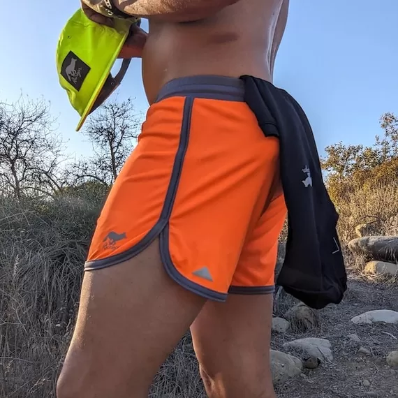 Runyon Hi-Vis Neon Safety Fluorescent Orange 4" Ranger Retro Running Short American Made In USA Track Workout Gym Yoga Fitness Short American Made In USA
