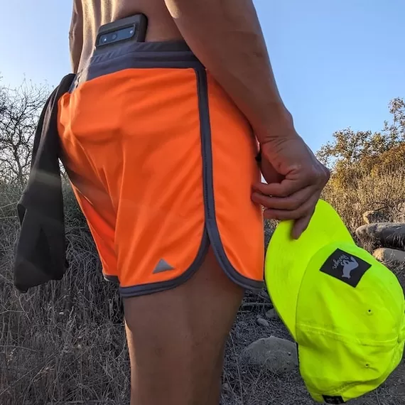 Runyon Hi-Vis Neon Safety Fluorescent Orange 4" Ranger Retro Running Short American Made In USA Track Workout Gym Yoga Fitness Short American Made In USA