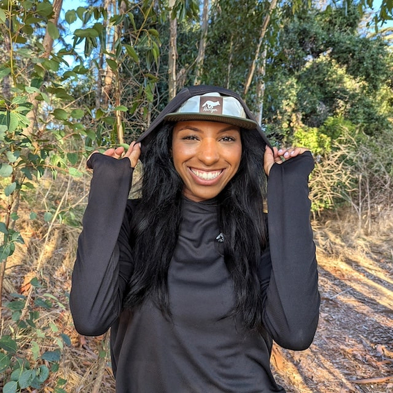 Runyon Women's Unisex Black Sun Hoodie Shirt Long Sleeve Thumbholes Sun Protection Quick Dry American Made In USA