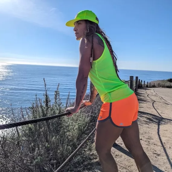 Women's Unisex Neon Yellow Fluorescent Fitness Workout Tank Top Made In USA