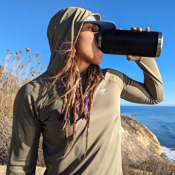 Runyon Women's Unisex Coyote Tan Sun Hoodie Shirt Long Sleeve Thumbholes Sun Protection Quick Dry American Made In USA