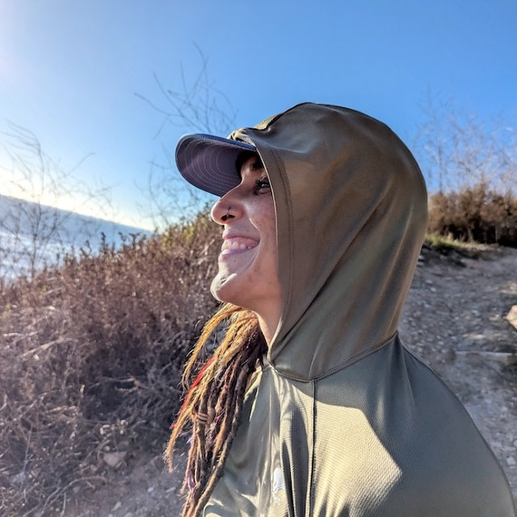 Runyon Women's Unisex Coyote Tan Sun Hoodie Shirt Long Sleeve Thumbholes Sun Protection Quick Dry American Made In USA