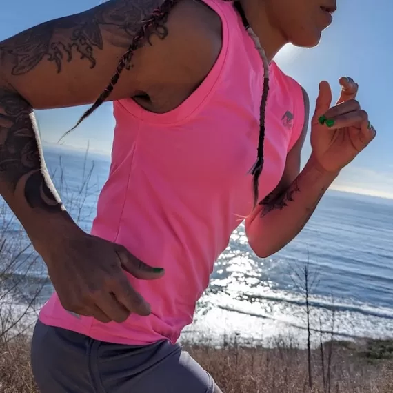 Runyon Women's Unisex Hot Pink Sleeveless Muscle Tee Performance Tank Top American Made In USA