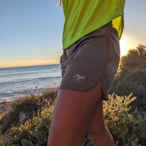 Runyon Women's Tan 4" Ranger Retro Running Short American Made In USA Track Workout Gym Yoga Fitness Short American Made In USA