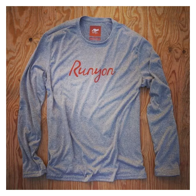Runyon Canyon Apparel Mens Orange Script Long Sleeve Performance Fitness Shirt