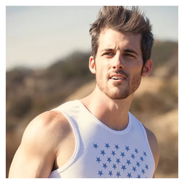 Runyon Canyon Apparel White Striped Star Performance Power Tank Runyon Canyon Apparel White Striped Star Performance Power Tank
