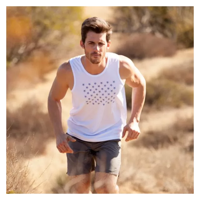 Runyon Canyon Apparel White Striped Star Performance Power Tank Runyon Canyon Apparel White Striped Star Performance Power Tank