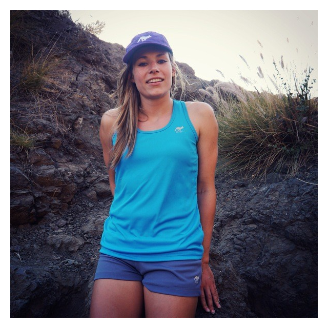 Runyon Women's Safety Blue Cyan Fitness Running Tank Top American Made In USA