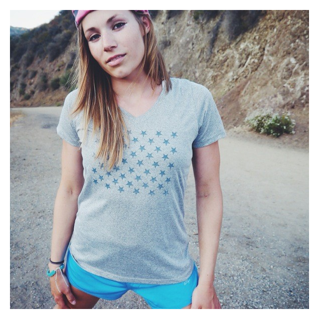 Runyon Canyon Apparel Womens Striped Star Performance Running Shirt Made In USA