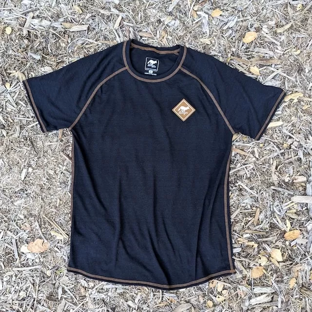 Runyon CozyLite Black Raglan Camp Shirt - Running, Hiking, Workout Shirt American Made In USA