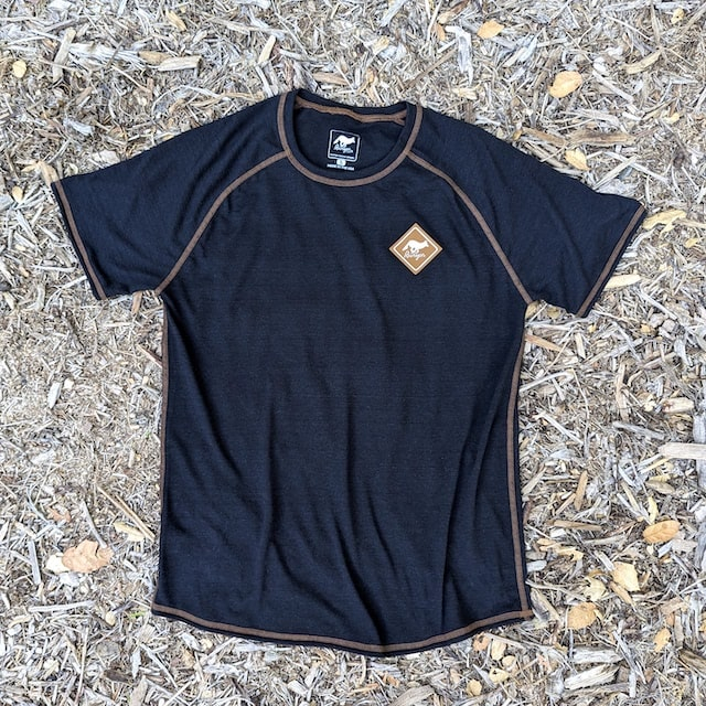 Runyon CozyLite Black Raglan Camp Shirt - Running, Hiking, Workout Shirt American Made In USA