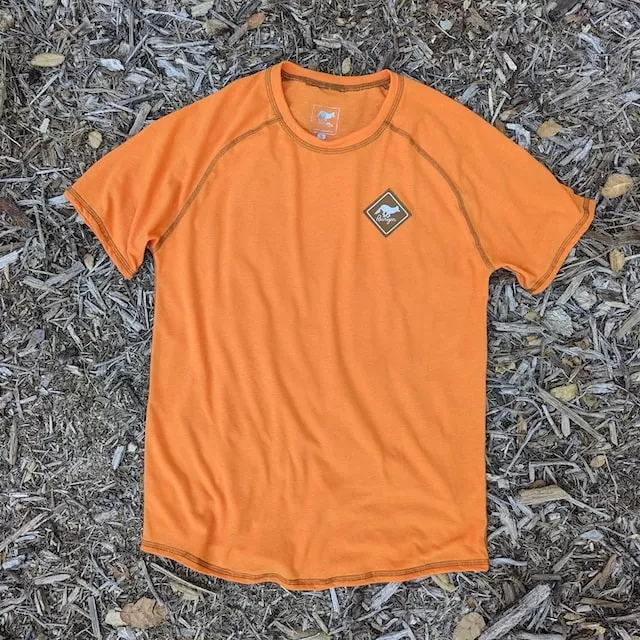Runyon CozyLite Orange Raglan Camp Shirt - Running, Hiking, Workout Shirt American Made In USA Runyon CozyLite Orange Raglan Camp Shirt - Running, Hiking, Workout Shirt American Made In USA