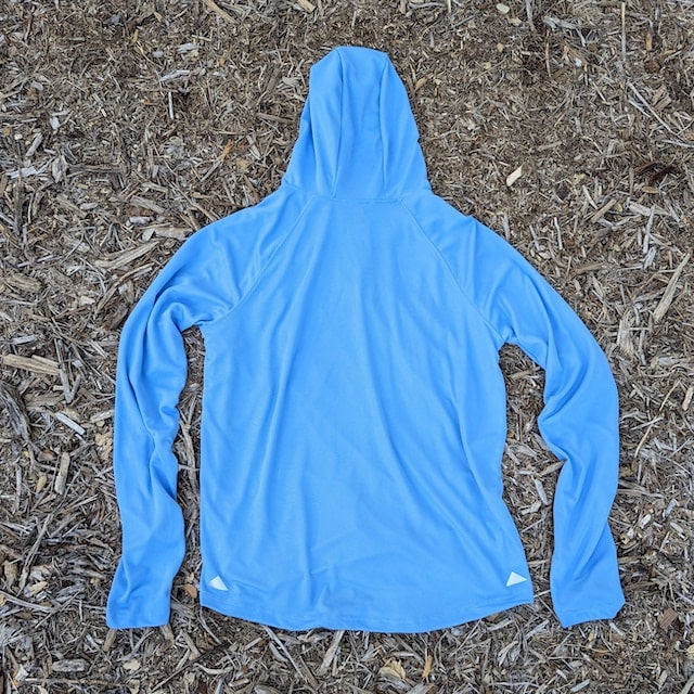 Runyon Men's Light Baby Blue Sun Hoodie Shirt Long Sleeve Thumbholes Sun Protection Quick Dry American Made In USA