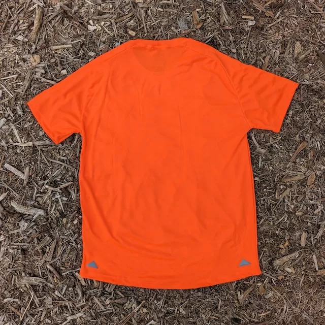 Runyon American Made In USA Mens Running Apparel Neon Safety Fluorescent Orange Fitness Performance Training Shirt