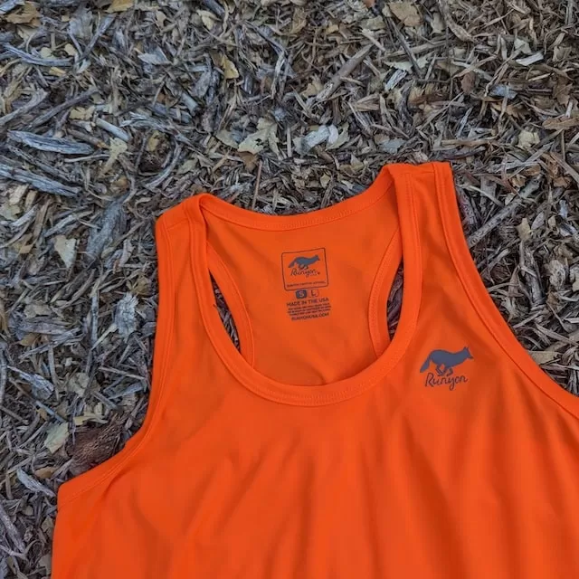 Runyon Men's Neon Orange Racerback Fitness Tank Top - Running, Workout, Gym Singlet - Made In The USA
