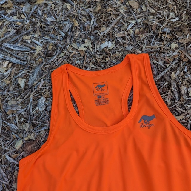 Runyon Men's Neon Orange Racerback Fitness Tank Top - Running, Workout, Gym Singlet - Made In The USA