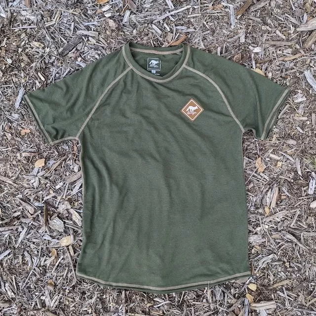 Runyon CozyLite Olive Green Raglan Camp Shirt - Running, Hiking, Workout Shirt American Made In USA