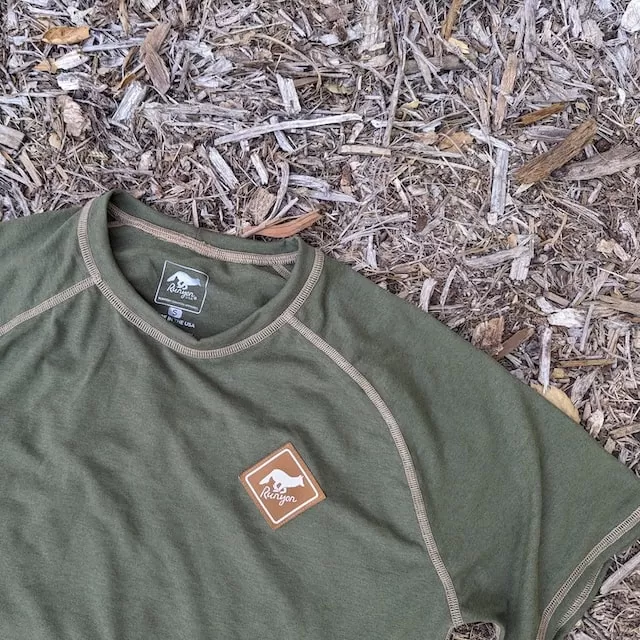Runyon CozyLite Olive Green Raglan Camp Shirt - Running, Hiking, Workout Shirt American Made In USA