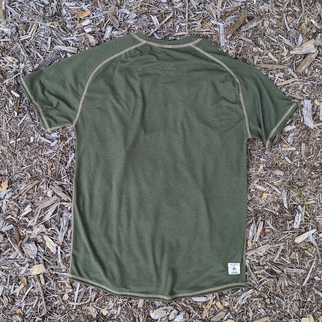 Runyon CozyLite Olive Green Raglan Camp Shirt - Running, Hiking, Workout Shirt American Made In USA