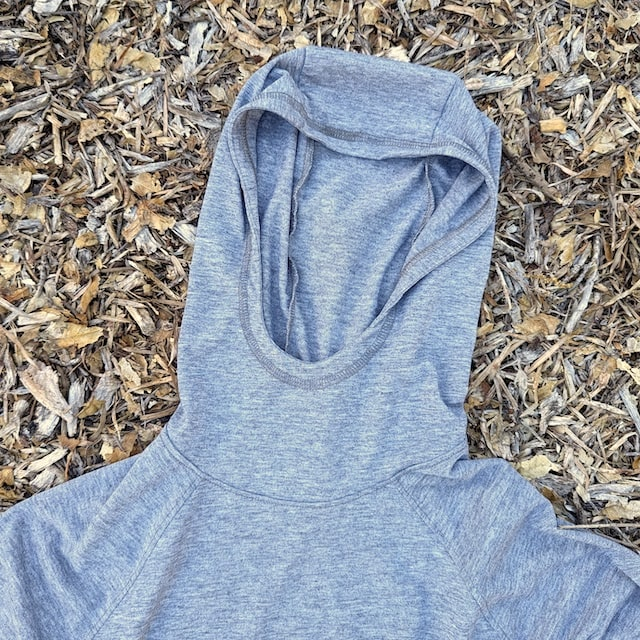 Runyon Men's Heather Grey Pocketed Sun Hoodie Shirt Long Sleeve Thumbholes Sun Protection Quick Dry American Made In USA
