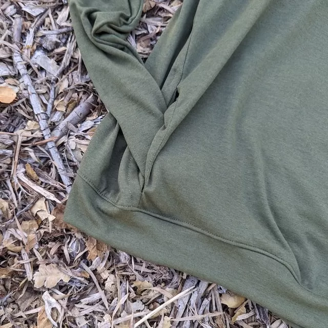 Runyon Men's Army Green Pocketed Sun Hoodie Shirt Long Sleeve Thumbholes Sun Protection Quick Dry American Made In USA