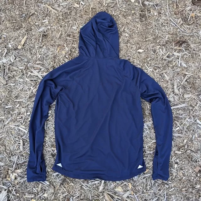 Runyon Men's Navy Blue Sun Hoodie Shirt Long Sleeve Thumbholes Sun Protection Quick Dry American Made In USARunyon Men's Navy Blue Sun Hoodie Shirt Long Sleeve Thumbholes Sun Protection Quick Dry American Made In USA