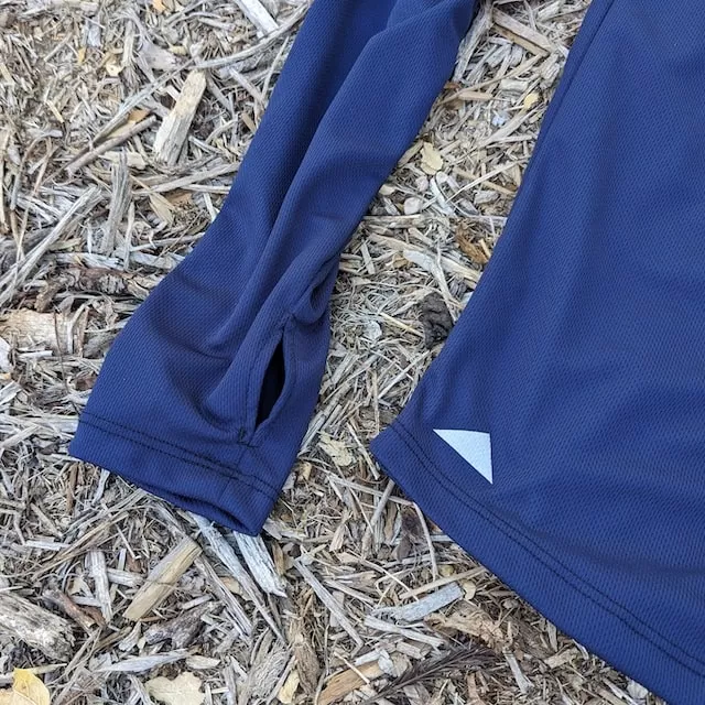 Runyon Men's Navy Blue Sun Hoodie Shirt Long Sleeve Thumbholes Sun Protection Quick Dry American Made In USA