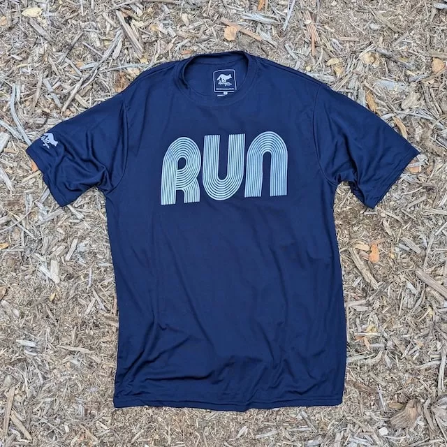 Runyon Canyon Apparel Men's Running Clothing RUN Navy Blue Fitness Shirt Performance Sportswear American Made In USA