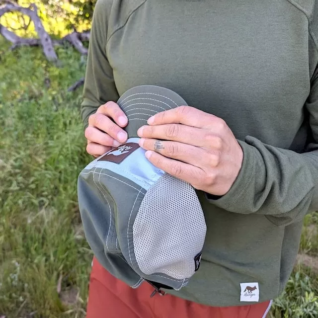 Runyon Sage Green Rad Reflective Camp Hat American Made In USA Performance Cap Trail Running Hiking Fitness Outdoors