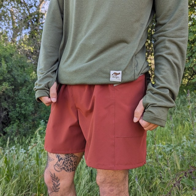 Runyon Men's Army Green Pocketed Sun Hoodie Shirt Long Sleeve Thumbholes Sun Protection Quick Dry American Made In USA