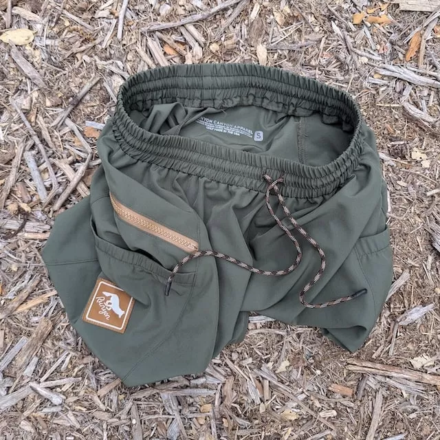 Runyon 9" TrailStash Gravel Cycling Short great for Trail Running, Hiking, Fitness Outdoors Olive Green