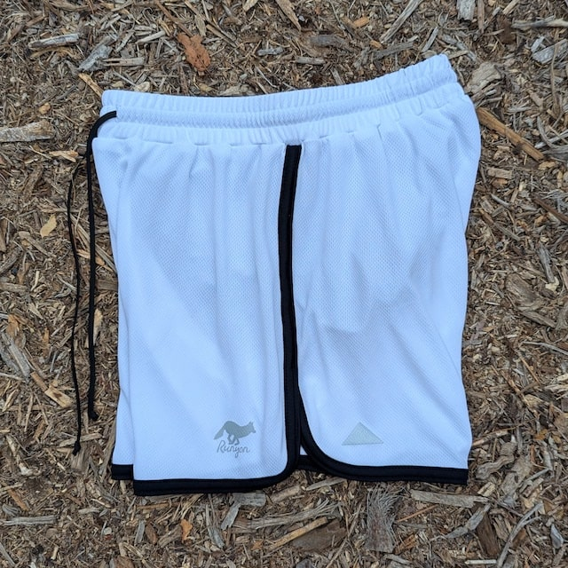 Runyon White with Black Contrast Binding Running Short - Retro Ranger 4" Inch Workout Short American Made In USA