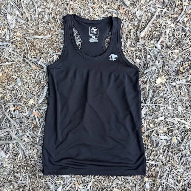 Runyon Women's Black Racerback Fitness Tank Top - Running, Workout, Gym Singlet - Made In The USA